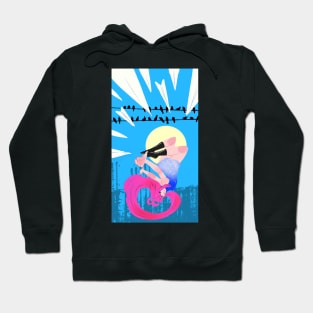 Paper plane beautiful woman upside down moon town and bird Hoodie